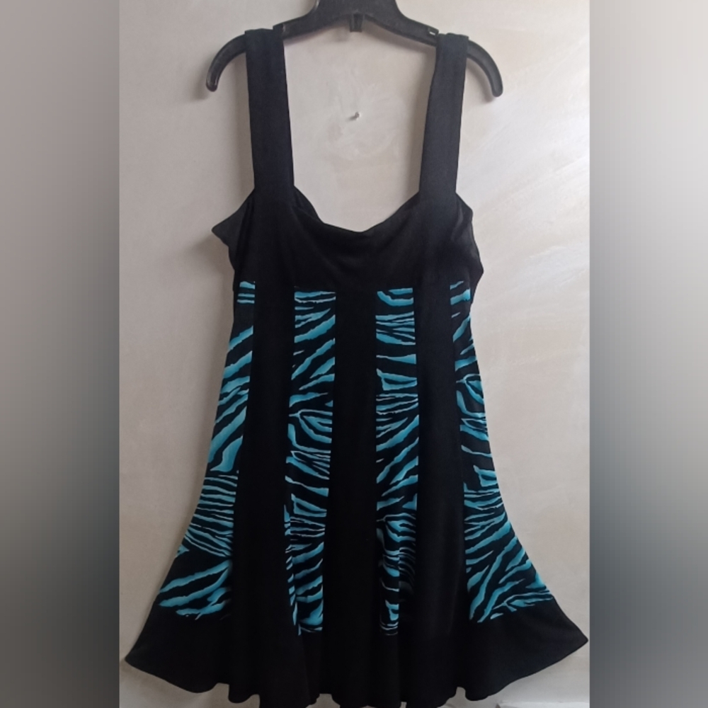Elegant Black and Blue Zebra Print Mini Dress